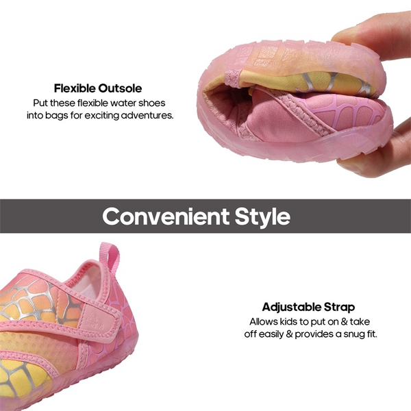 Boys & Girls Lightweight Water Shoes - PEACH COLORFUL - 3